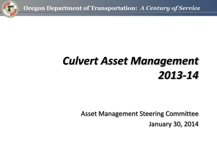 culvert asset management 2013 14