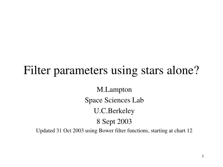 filter parameters using stars alone