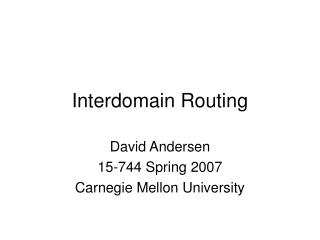 Interdomain Routing