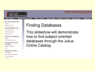 Finding Databases