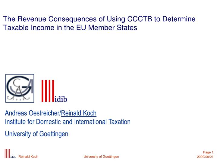 the revenue consequences of using ccctb to determine taxable income in the eu member states
