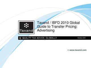 Taxand / IBFD 2010 Global Guide to Transfer Pricing: Advertising