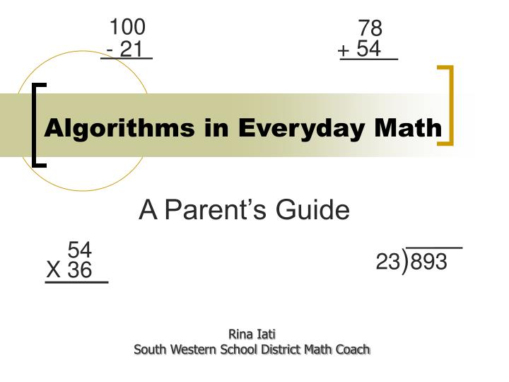 algorithms in everyday math
