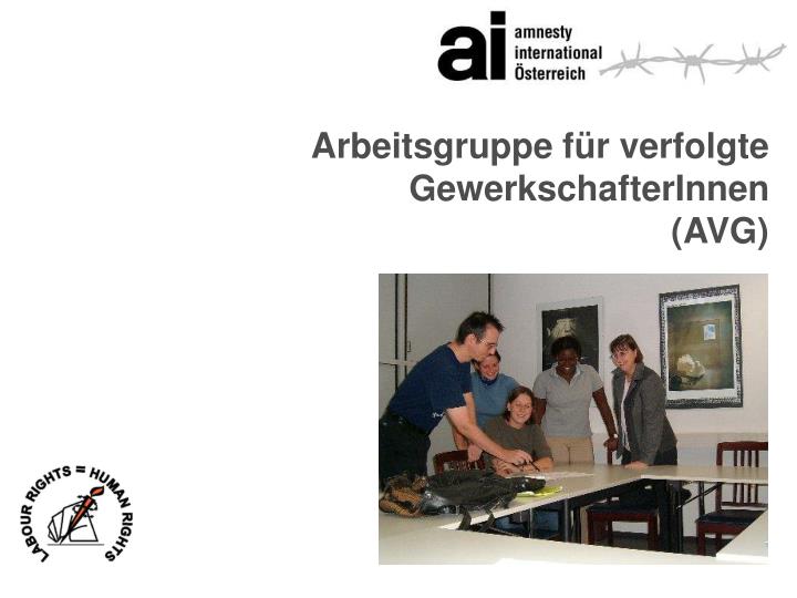 arbeitsgruppe f r verfolgte gewerkschafterinnen avg