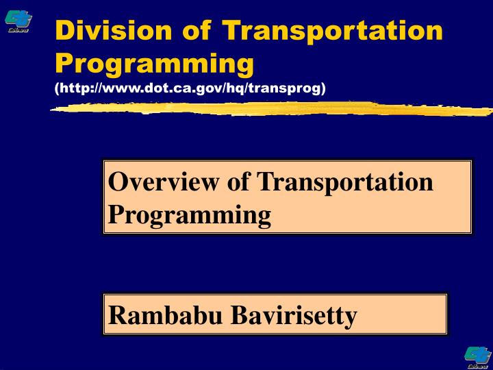 division of transportation programming http www dot ca gov hq transprog