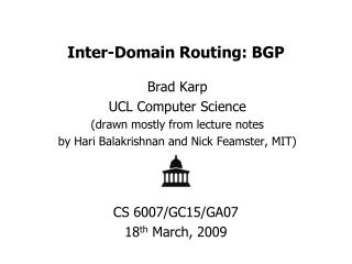 Inter-Domain Routing: BGP