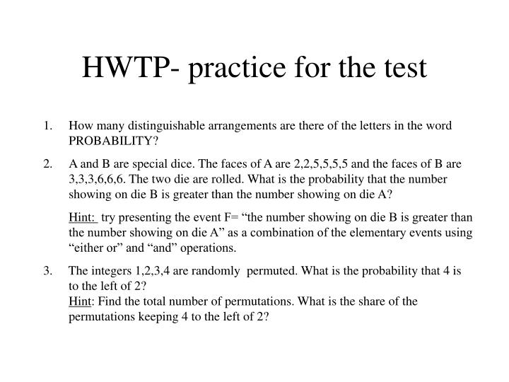 hwtp practice for the test