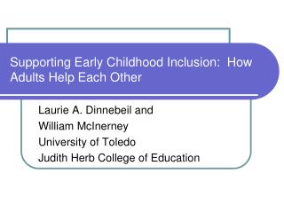 Supporting Early Childhood Inclusion: How Adults Help Each Other