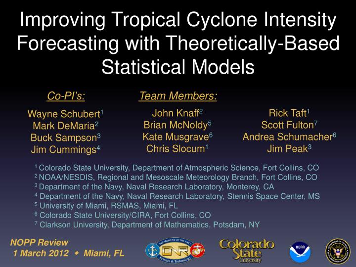 improving tropical cyclone intensity forecasting with theoretically based statistical models