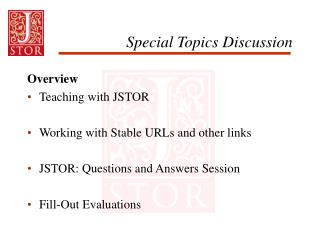 Special Topics Discussion