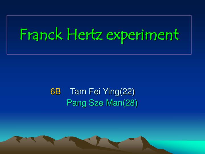 franck hertz experiment