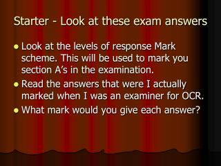 Starter - Look at these exam answers