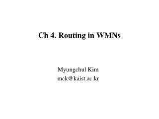 Ch 4. Routing in WMNs