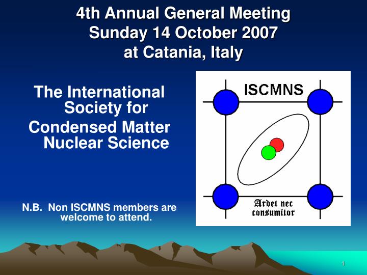 4th annual general meeting sunday 14 october 2007 at catania italy