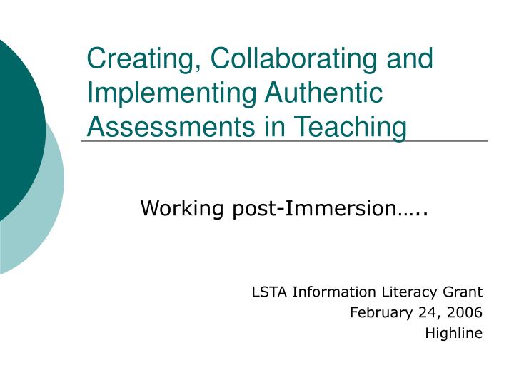 creating collaborating and implementing authentic assessments in teaching