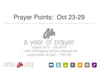 Prayer Points: Oct 23-29