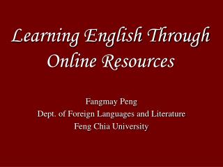 Learning English Through Online Resources