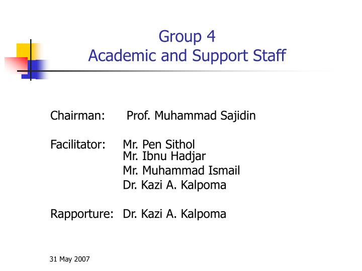 group 4 academic and support staff