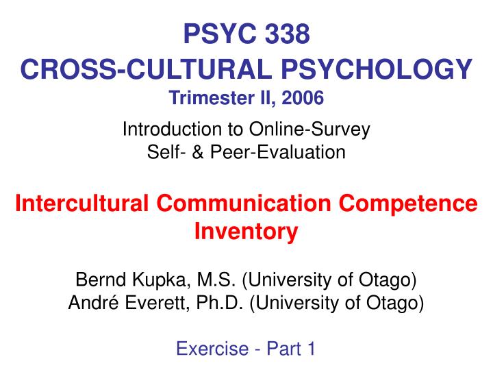 psyc 338 cross cultural psychology trimester ii 2006