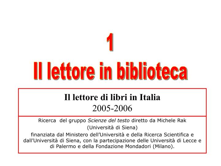 il lettore di libri in italia 2005 2006