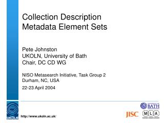 Collection Description Metadata Element Sets