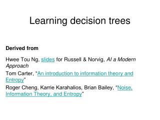 Learning decision trees