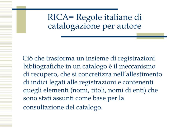 rica regole italiane di catalogazione per autore