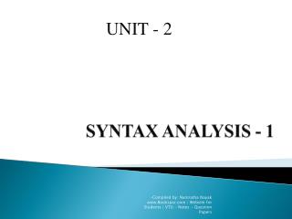 SYNTAX ANALYSIS - 1