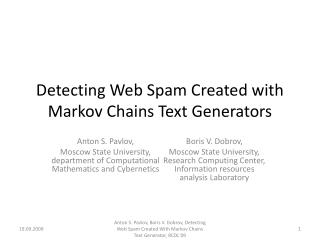 Detecting Web Spam Created with Markov Chains Text Generators