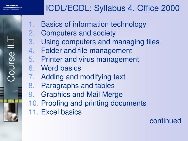 icdl ecdl syllabus 4 office 2000