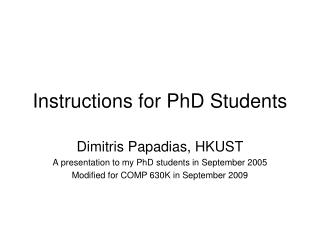 Instructions for PhD Students