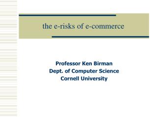 the e-risks of e-commerce