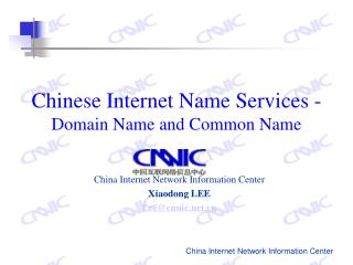 Chinese Internet Name Services - Domain Name and Common Name