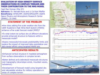 EVALUATION OF HIGH DENSITY SURFACE OBSERVATIONS IN COMPLEX TERRAIN AND