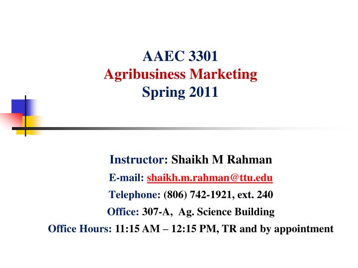 aaec 3301 agribusiness marketing spring 2011