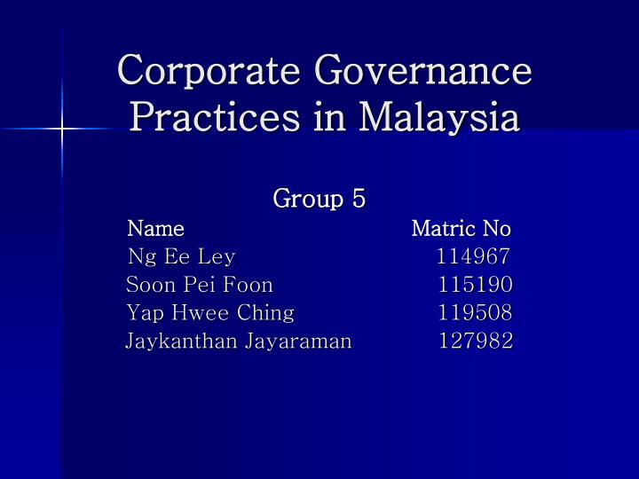 corporate governance practices in malaysia
