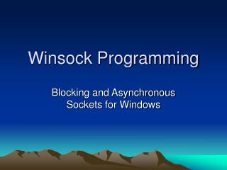 Winsock Programming