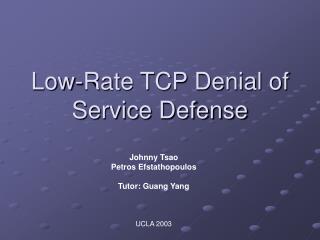 Low-Rate TCP Denial of Service Defense