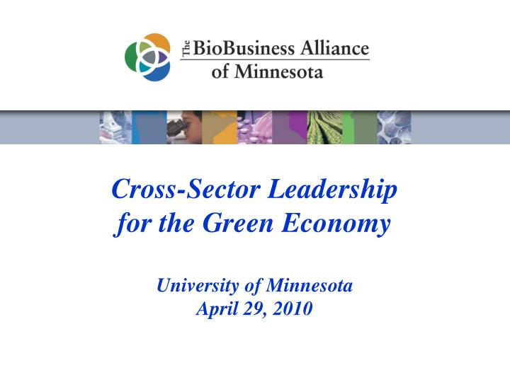 cross sector leadership for the green economy university of minnesota april 29 2010