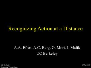 Recognizing Action at a Distance