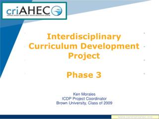 Interdisciplinary Curriculum Development Project Phase 3