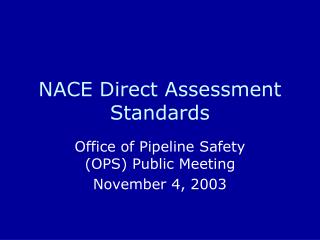 NACE Direct Assessment Standards