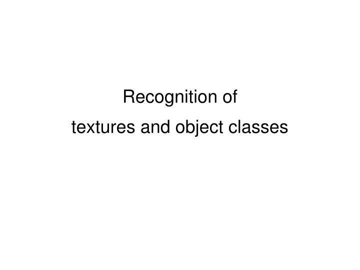 recognition of textures and object classes