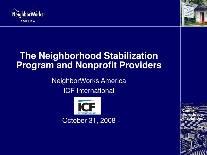the neighborhood stabilization program and nonprofit providers