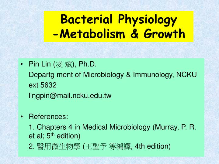 bacterial physiology metabolism growth