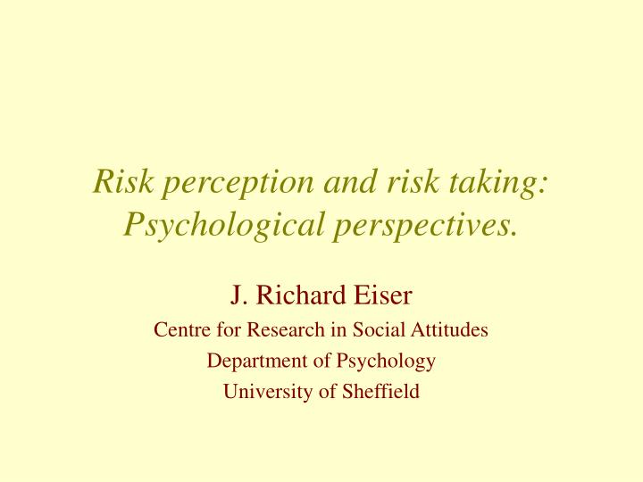 risk perception and risk taking psychological perspectives