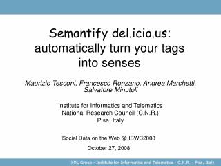 Semantify del.icio : automatically turn your tags into senses