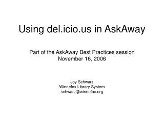 Using del.icio in AskAway