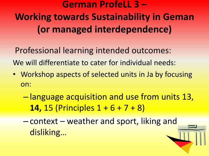 german profell 3 working towards sustainability in geman or managed interdependence