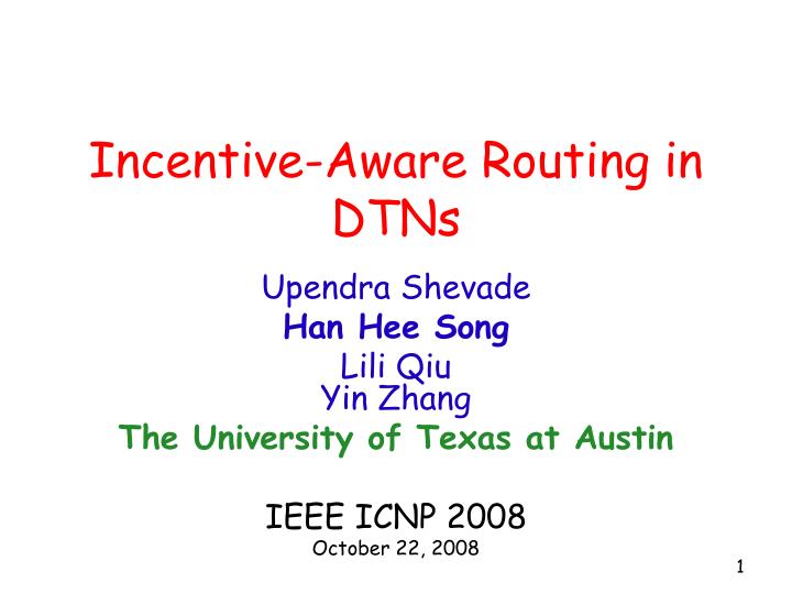 incentive aware routing in dtns